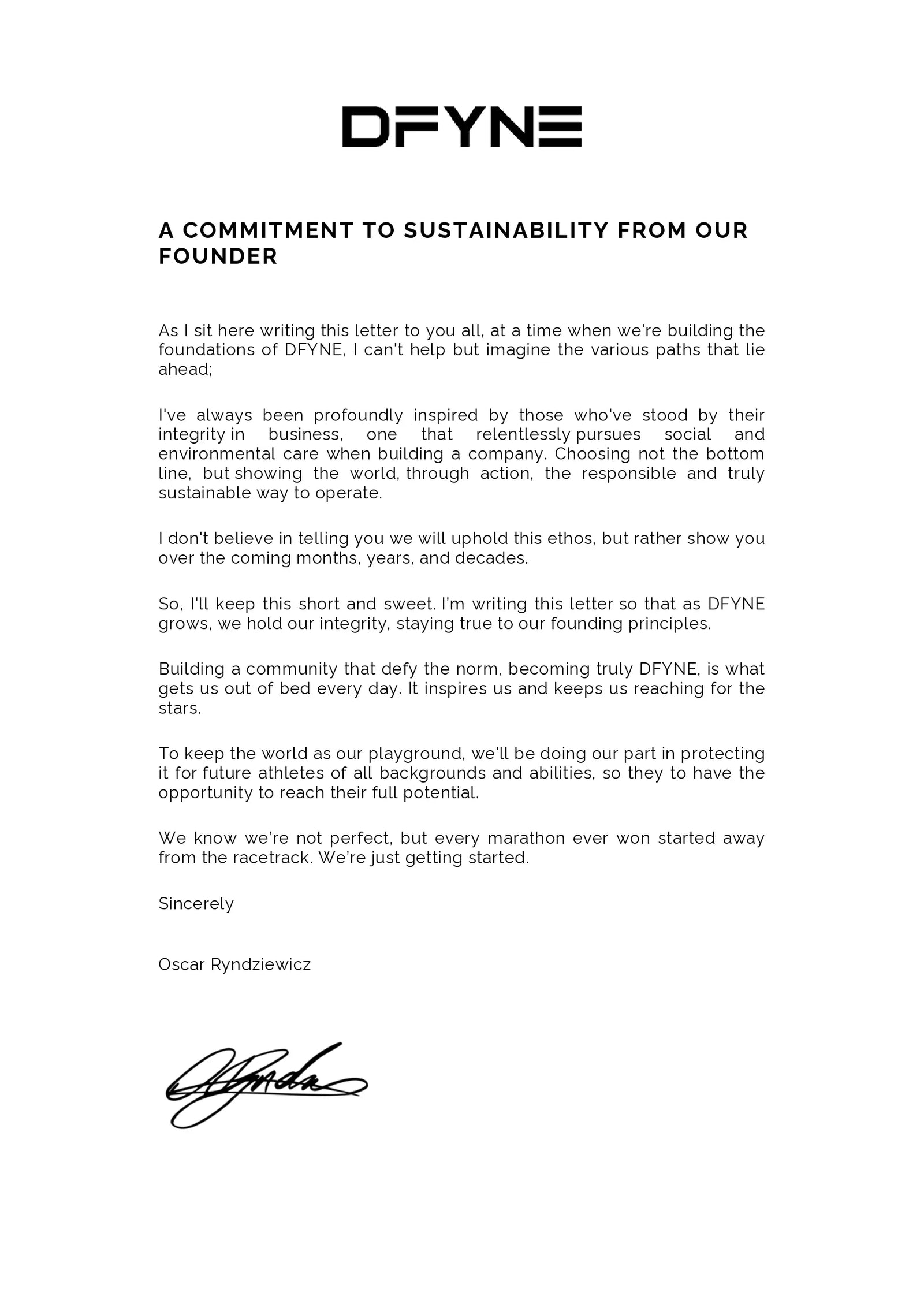 A Commitment to Sustainability from our Founder