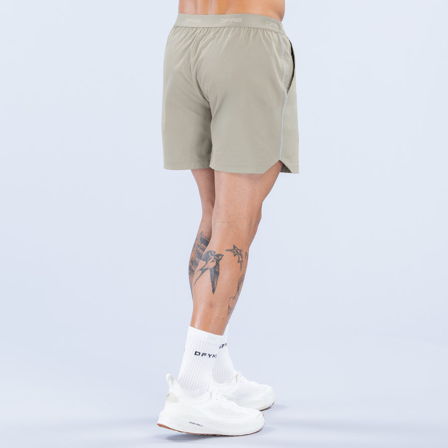 Khaki charge training shorts with elastic waistband and relaxed fit, 6 in