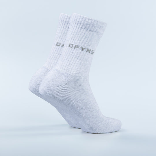 Ribbed crew sock, light gray with ORYN logo band at top