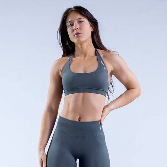 High-support impact sports bra, racerback, dark gray