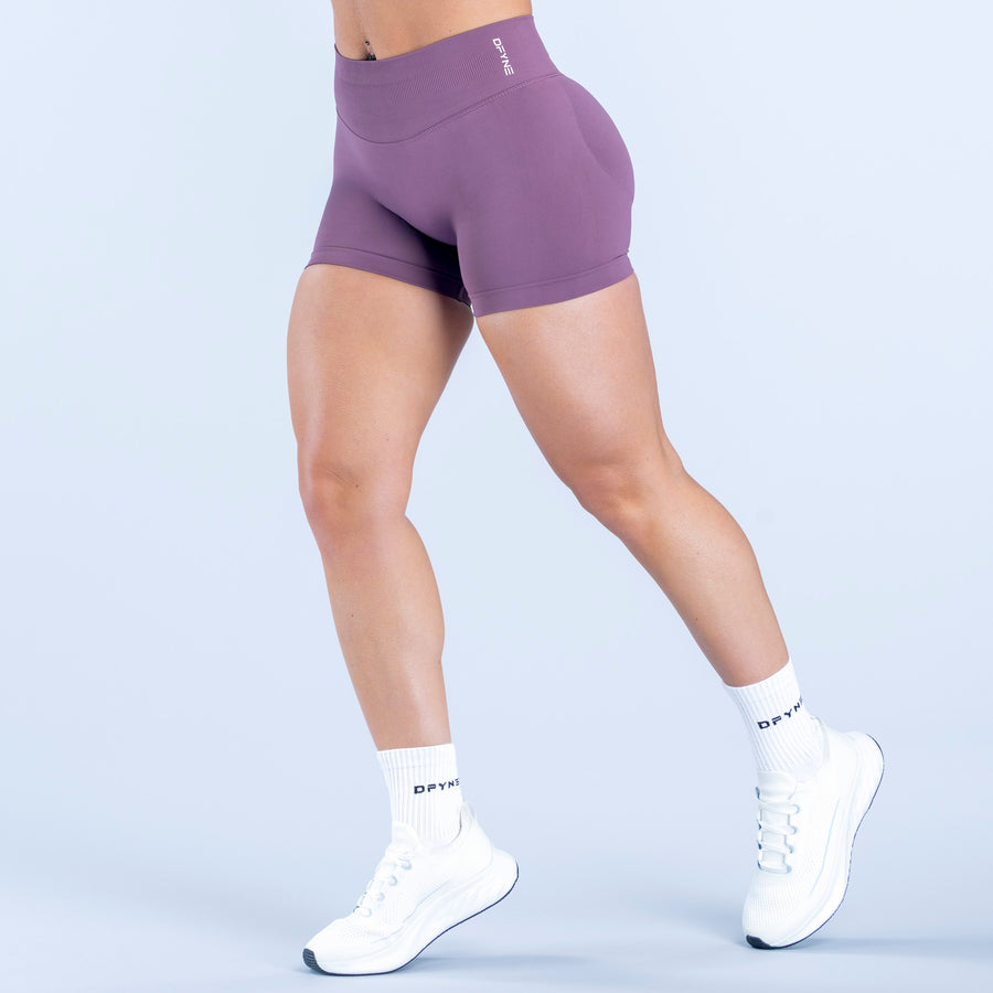 4.5-inch impact shorts in purple, mid-rise waistband and snug fit