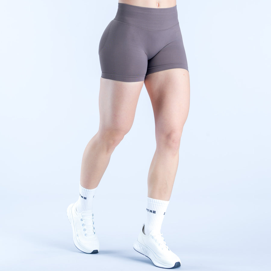 Impact shorts, 4.5 in, dark gray front view with smooth compression-style fabric