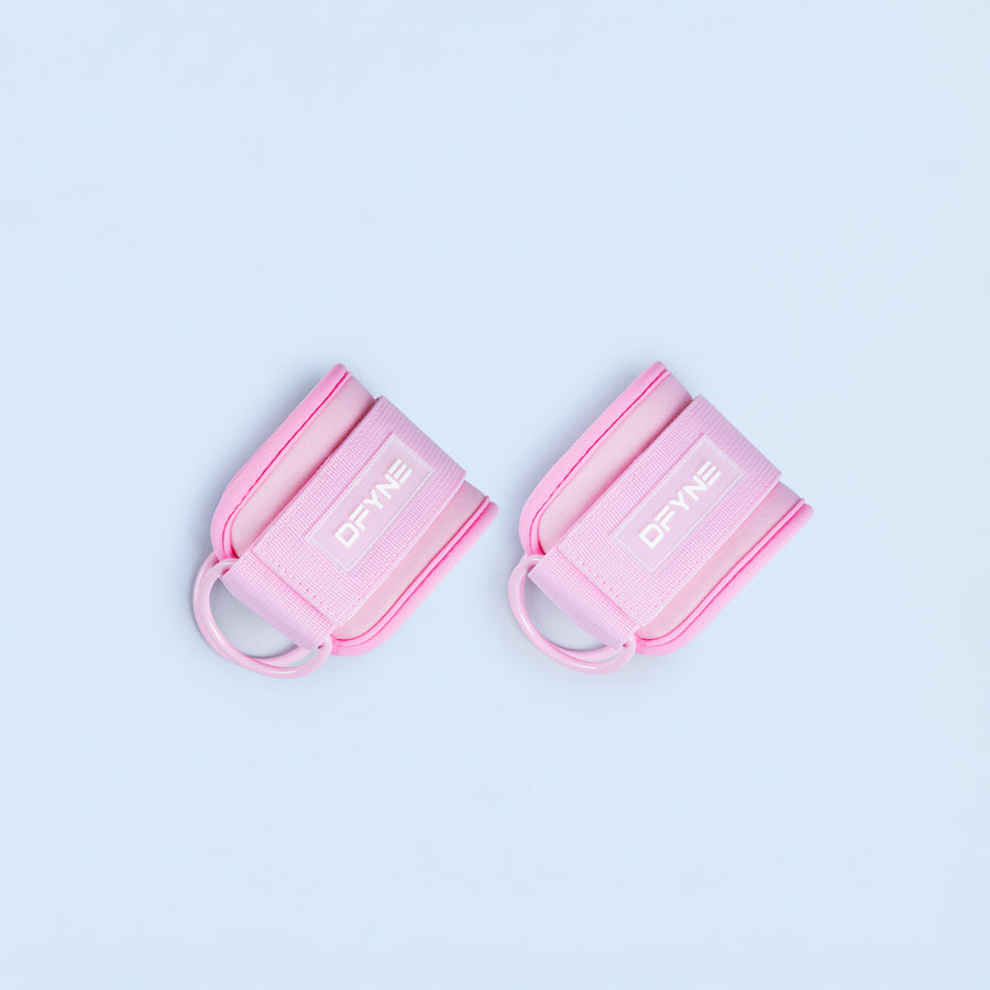 Pink ankle straps with padded center webbing and loop rings
