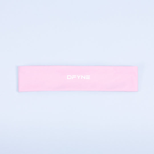 Pink DPYNE headband in a flat rectangular view