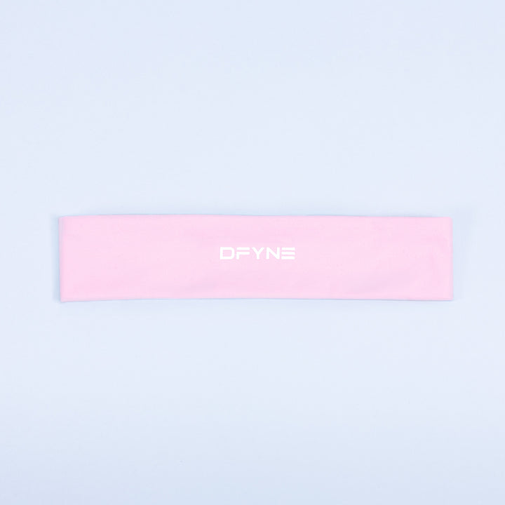 Pink DPYNE headband in a flat rectangular view