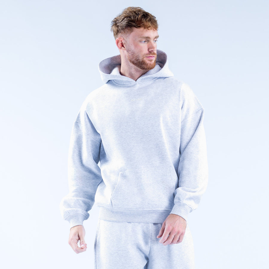 Light blue graphic hoodie with kangaroo pocket, ribbed cuffs and hem