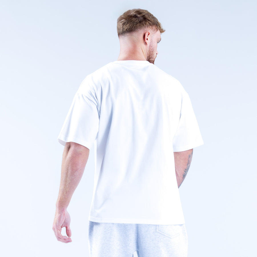 Recharge T-shirt, white crew-neck short-sleeve with back view