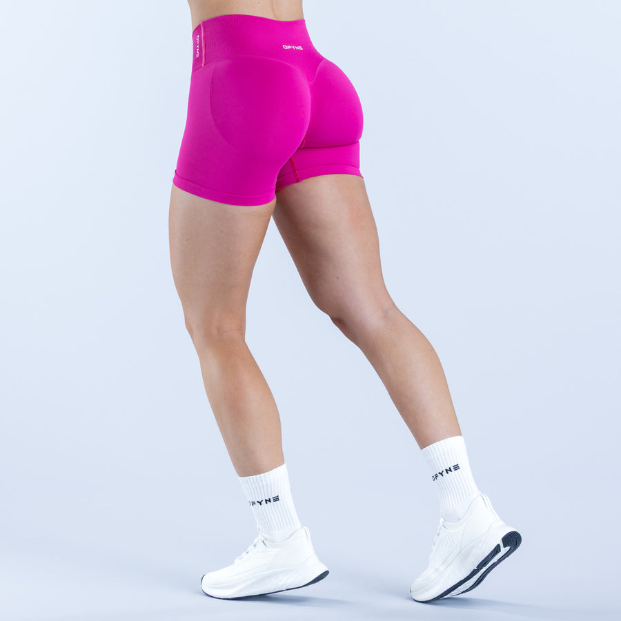 4.5-inch athletic shorts, bright magenta, back view